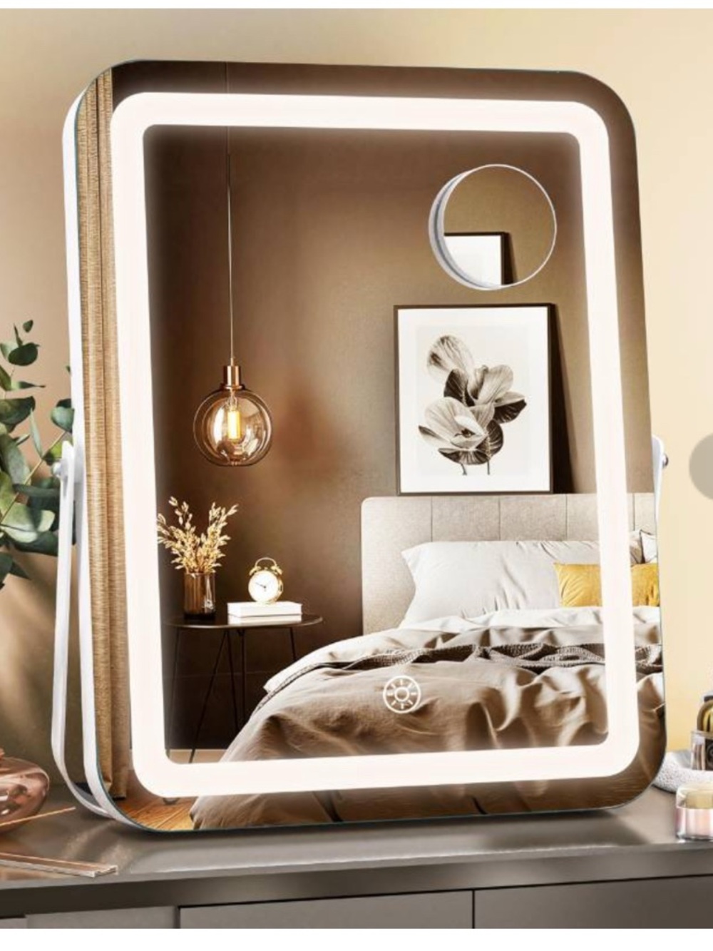 MINISO, 10.6" x 13.8" LED Makeup Mirror, Light & Brightness Adjustment,
